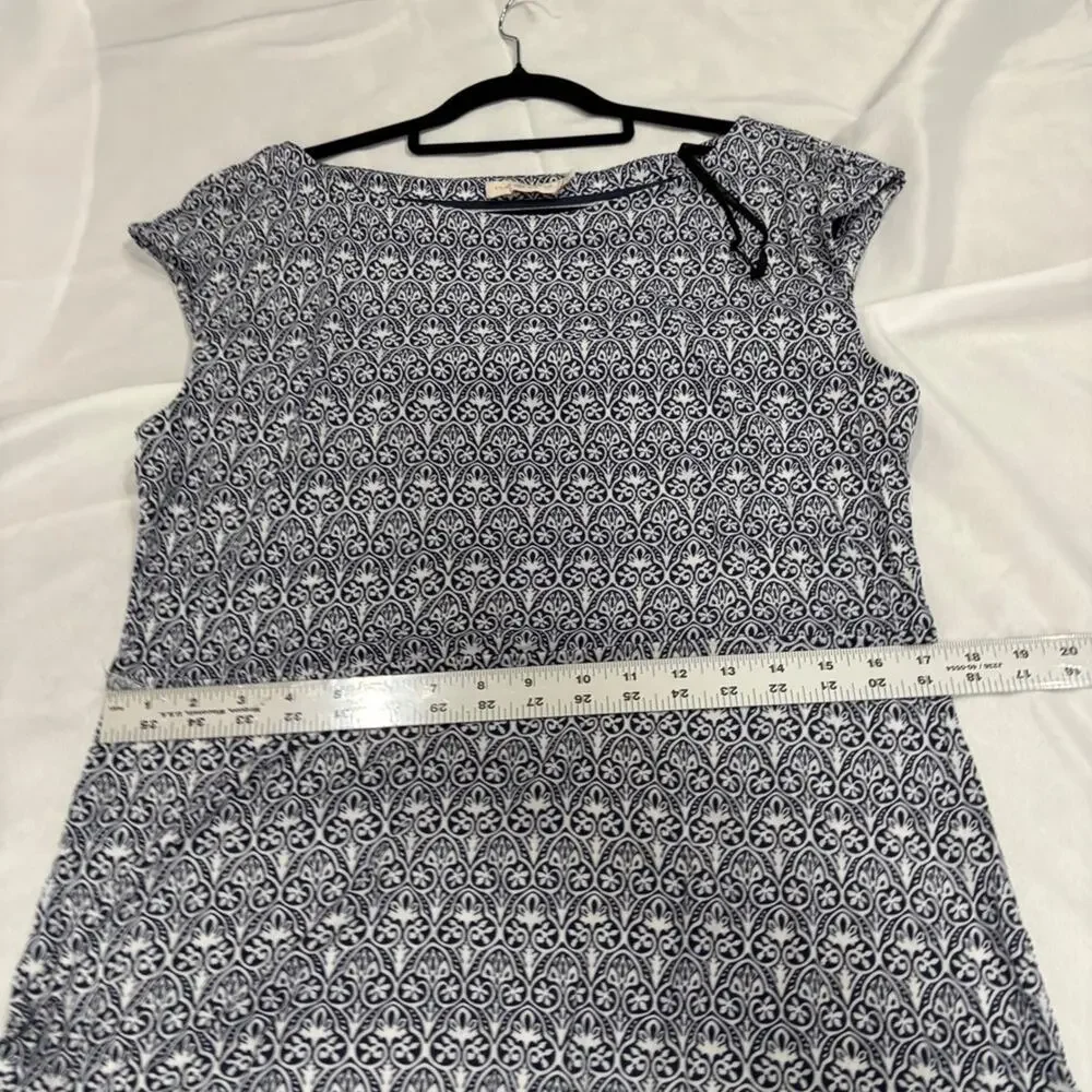 Tory‎ Burch Blue White Pattern Dress 100% Rayon L Womens
